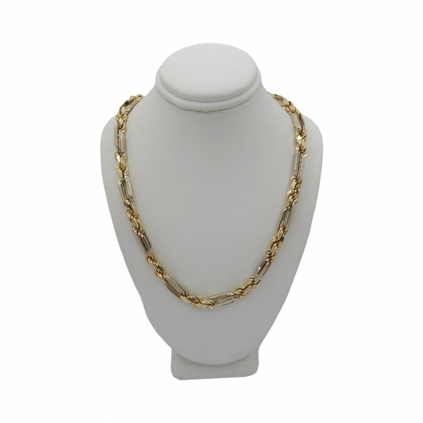 Estate Jewelry 14K Yellow and White Gold Milano Figarope Chain 26.5"