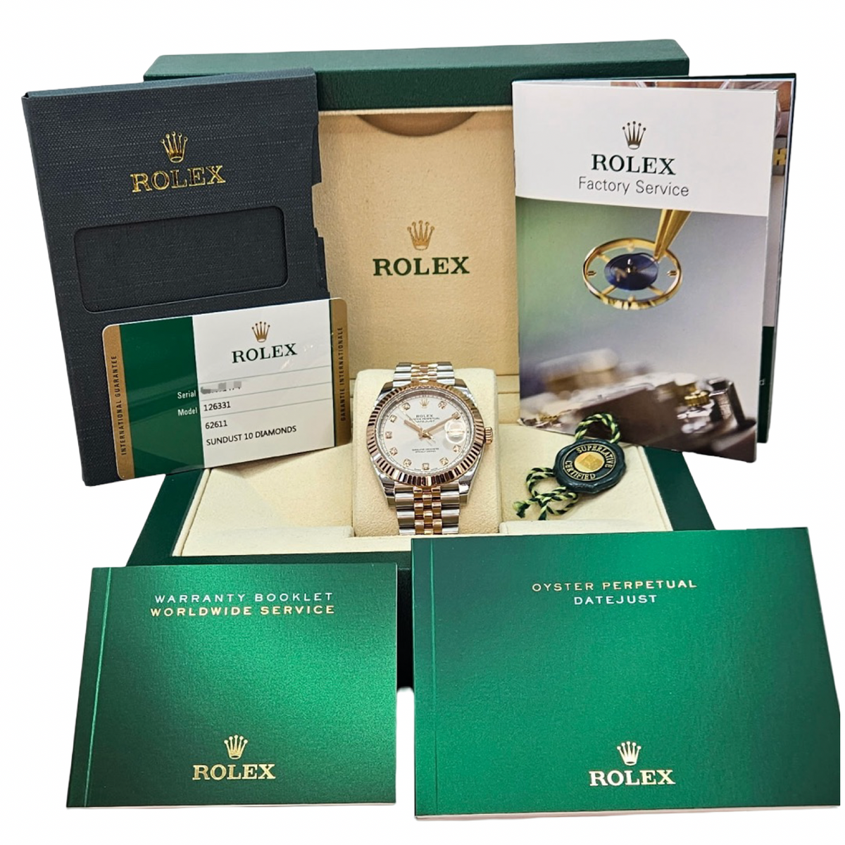 Rolex Datejust 41 Oystersteel and Everose Gold Diamond Sundust Dial Jubilee Bracelet 126331