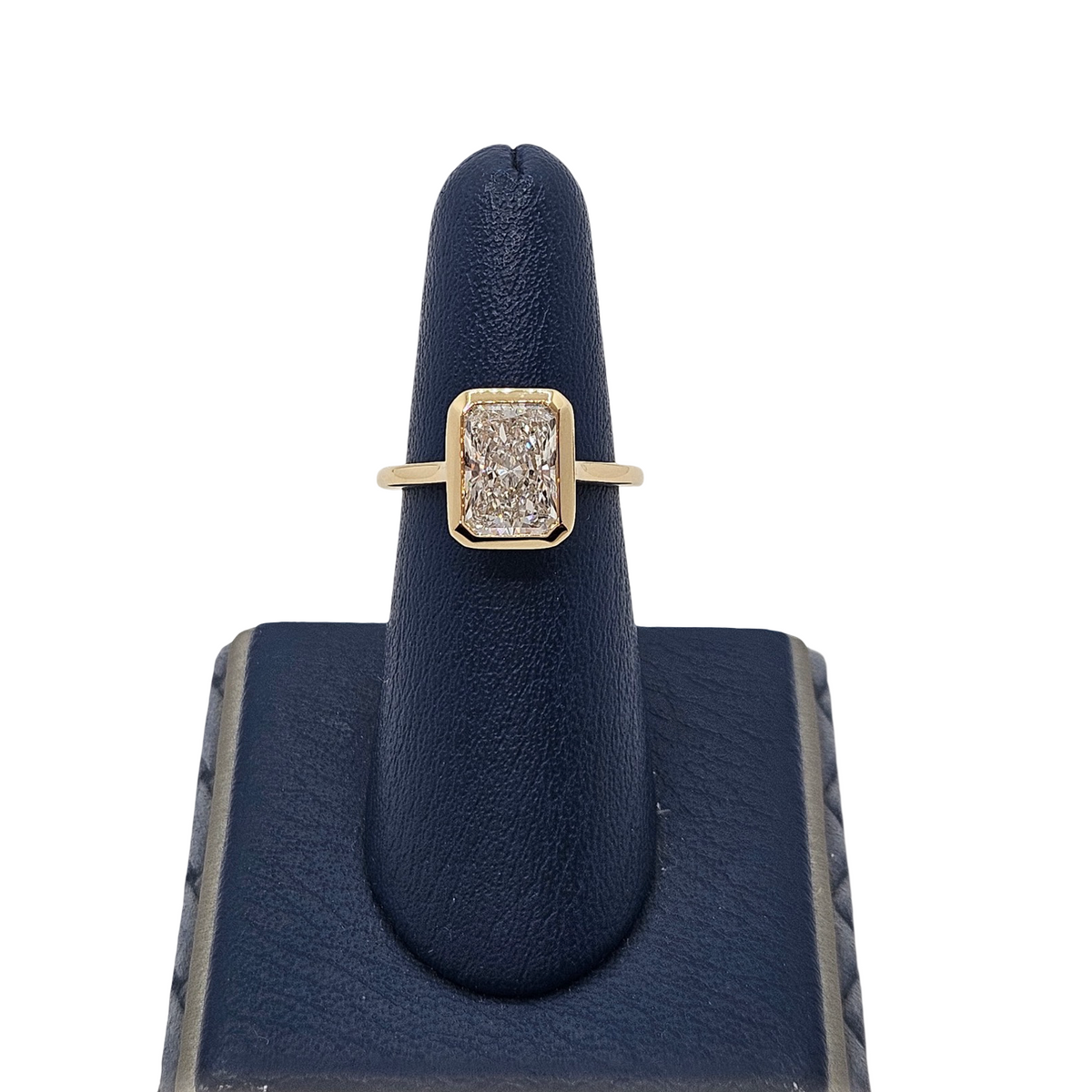 Lab Grown Diamond Ring 14K Yellow Gold Radiant Cut Bezel Set 3.06 Carats E,VVS1
