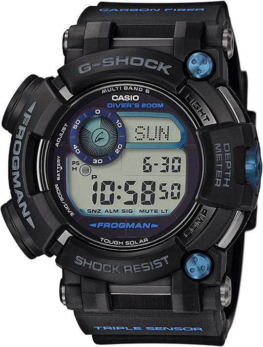 G-SHOCK Frogman with Depth Gauge and Compass Black/ Blue Accents GWFD1000B-1