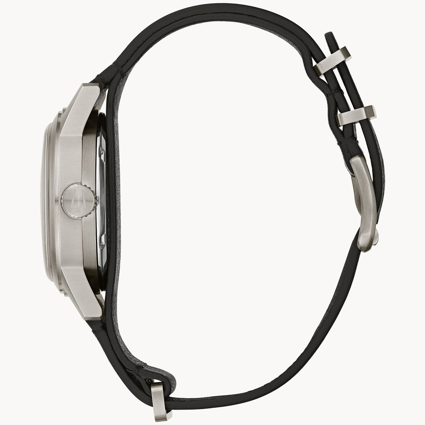 Bulova Hack Watch Ivory Dial Black Leather NATO Strap 96A246