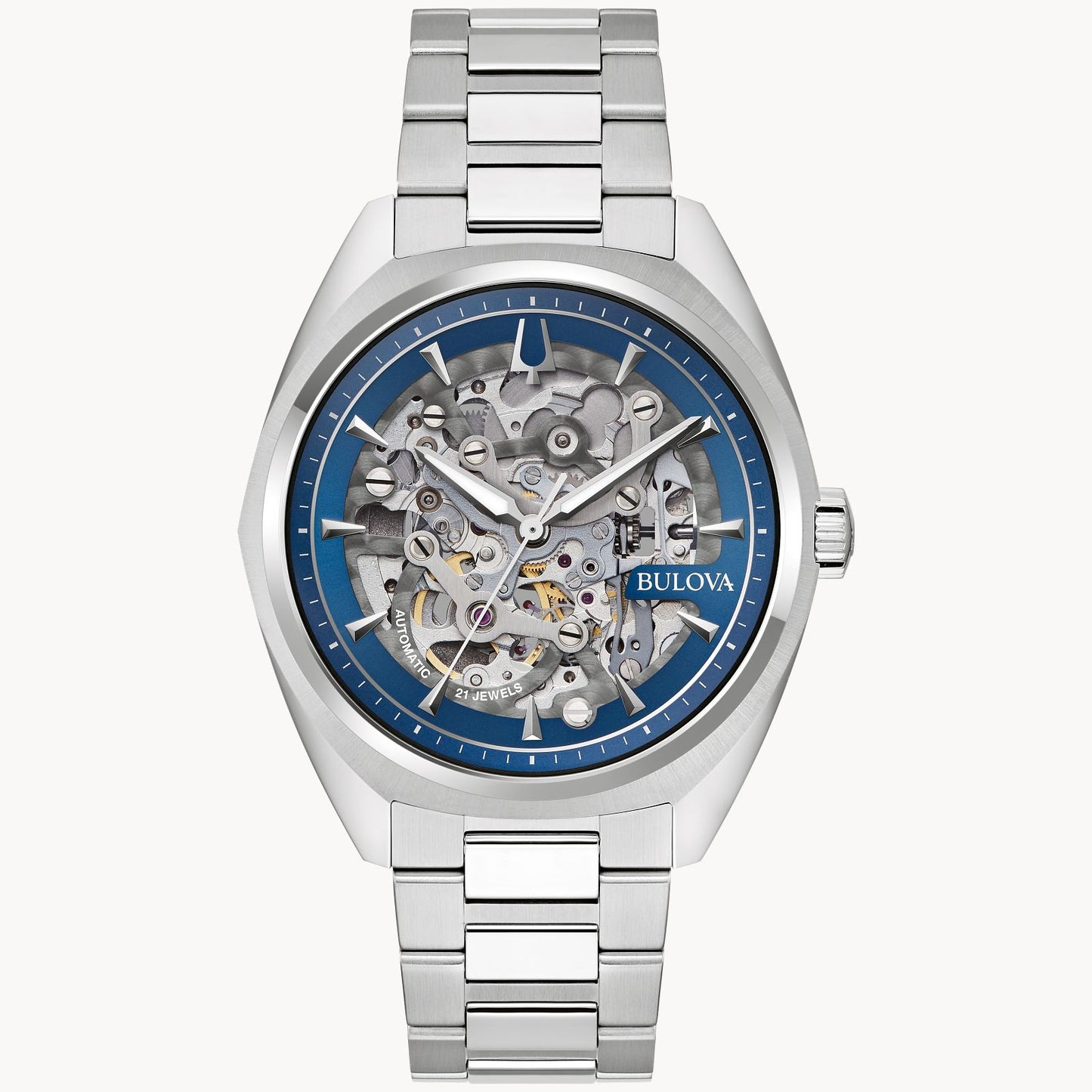 Bulova Surveyor Men's Blue Dial Skeletonized Automatic Watch 96A292