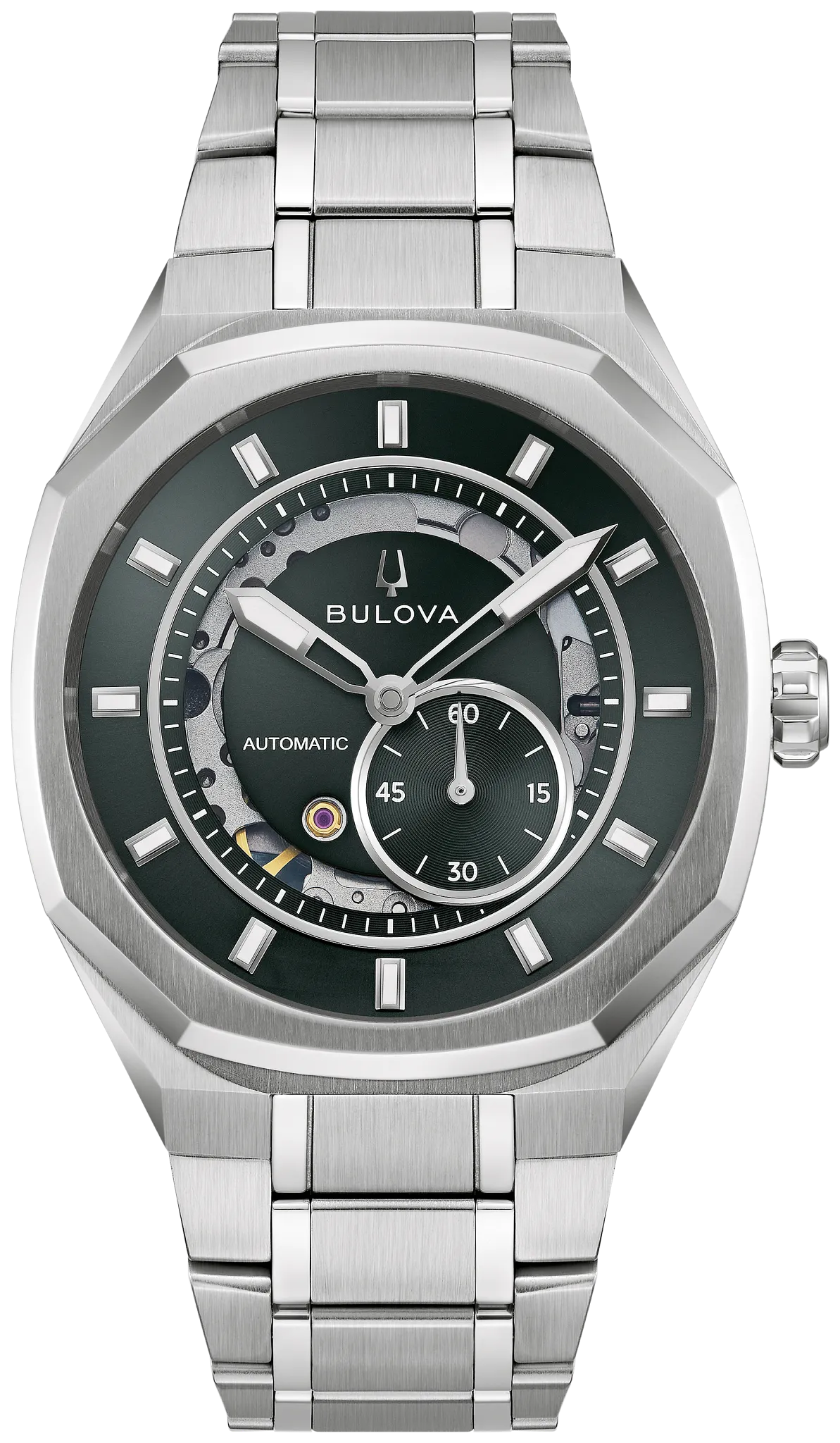 Bulova Marc Anthony Surveyor Automatic 40.5mm Green Dial Steel Bracelet 96A346