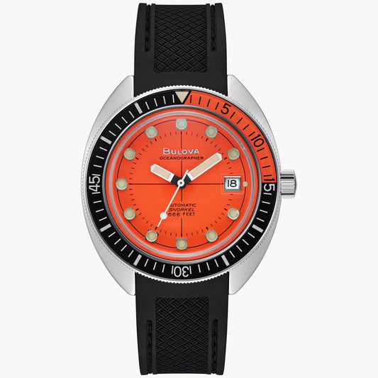Bulova Oceanographer Devil Diver Orange Dial Polyurethane Strap 96B350
