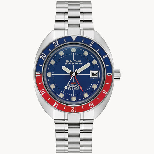 Bulova Oceanographer GMT Blue Dial Stainless Steel 96B405
