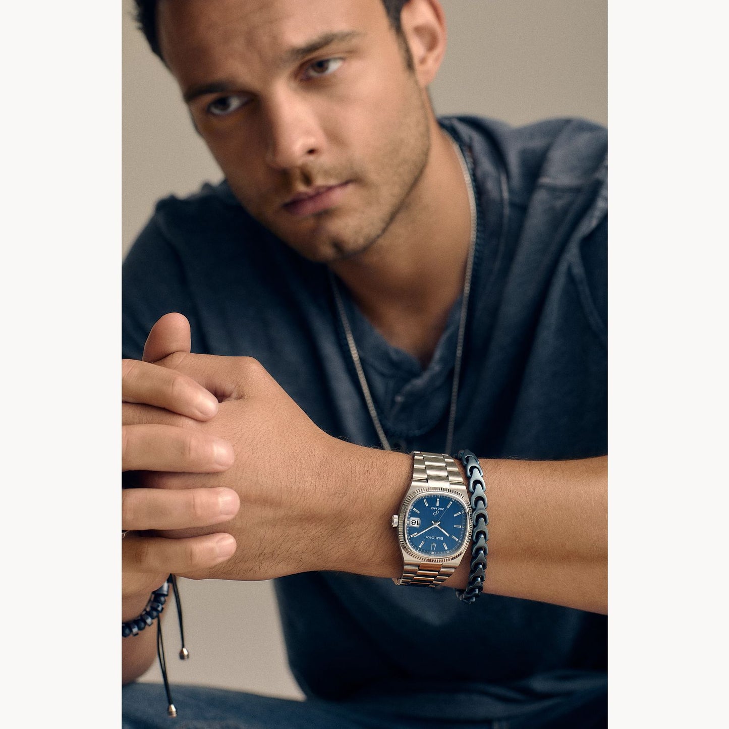 Bulova Super Seville Blue Dial Stainless Steel Bracelet 96B440