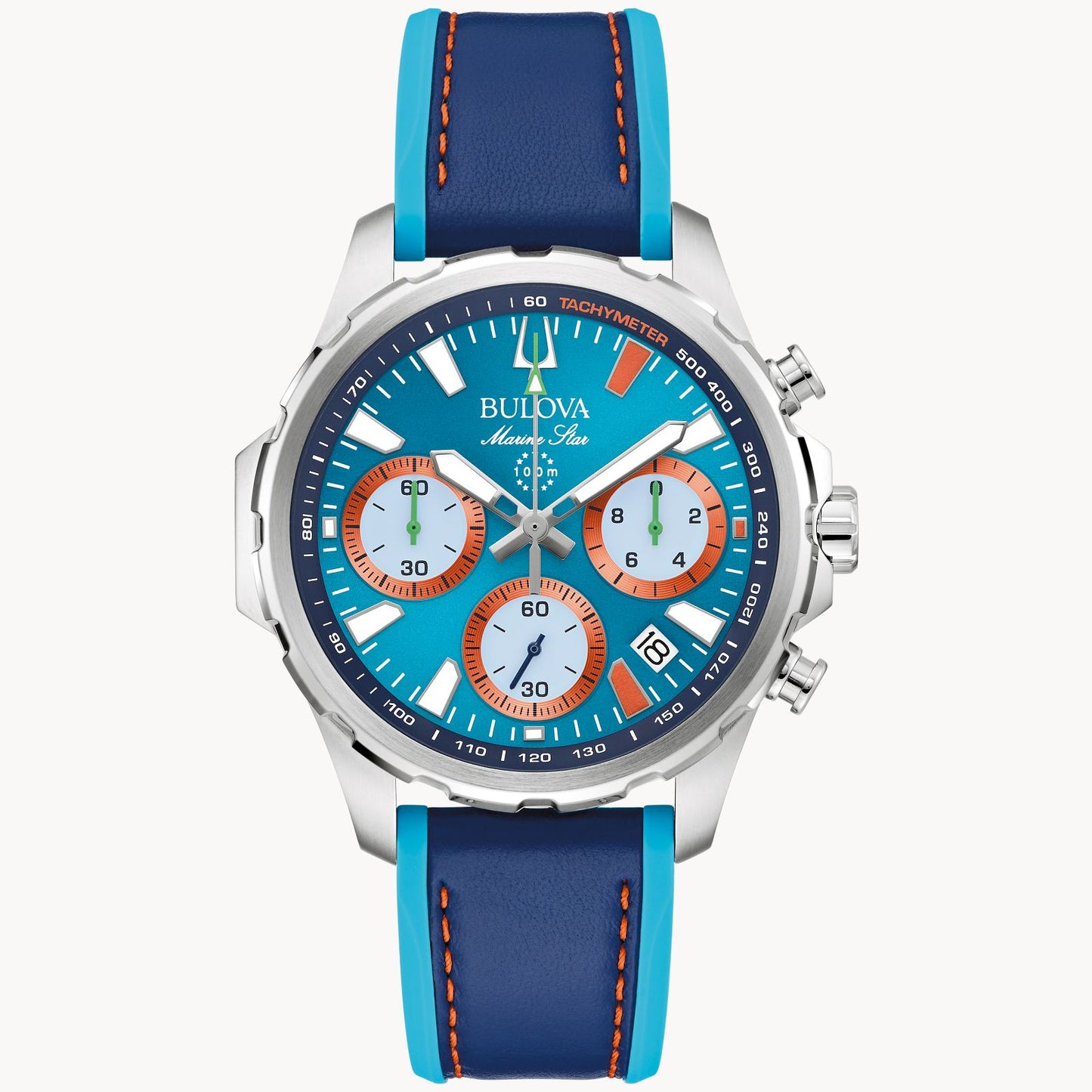Bulova Marine Star E1 Team Miami Blue Dial Blue Strap 96B460