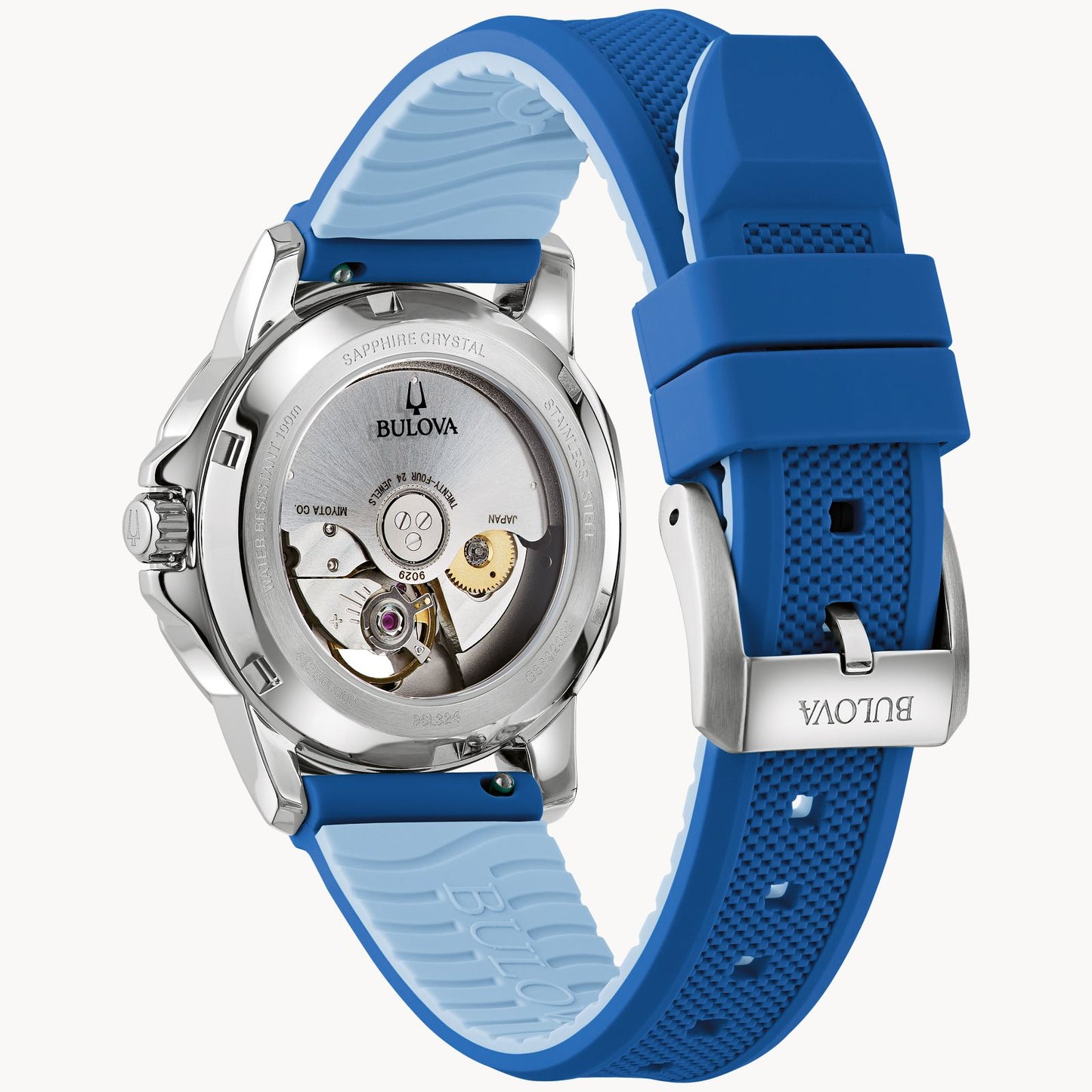 Bulova Marine Star White Dial Blue Silicone Strap 96L324