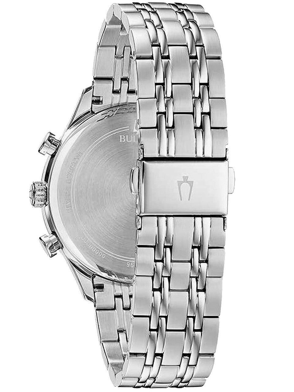 Bulova Mens Classic Chronograph Blue Dial Stainless Steel Bracelet 96A210