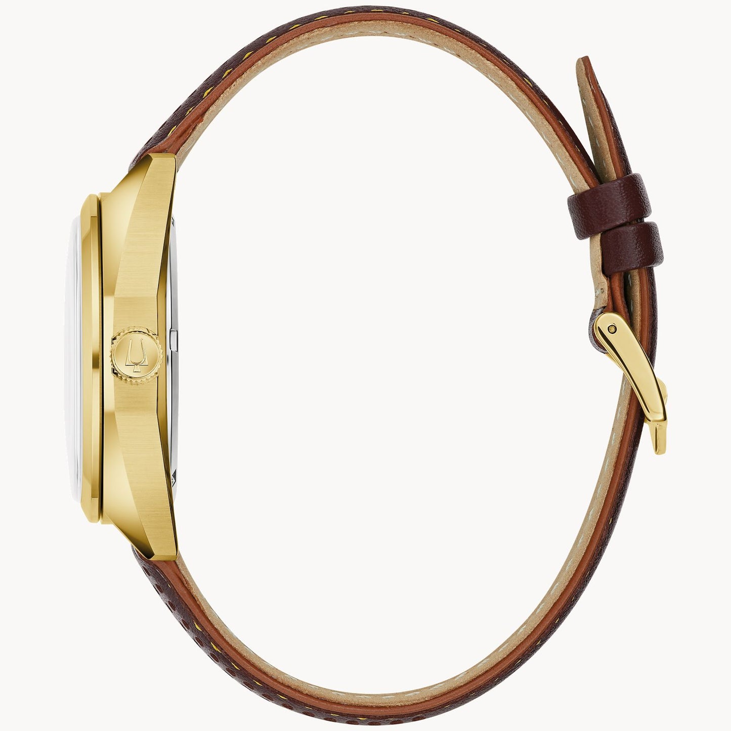 Bulova Jet Star Gold Tone Dial Leather Strap 97B214