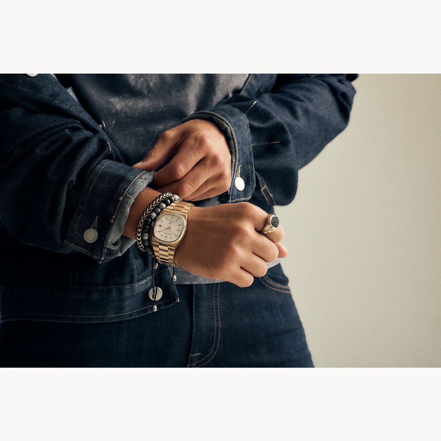 Bulova Super Seville Silver Tone Dial Gold Tone Stainless Steel Case and Bracelet 97B223