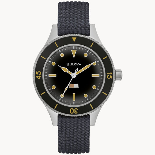 Bulova Archive Series MIL SHIPS Black Dial Nylon Strap 98A266