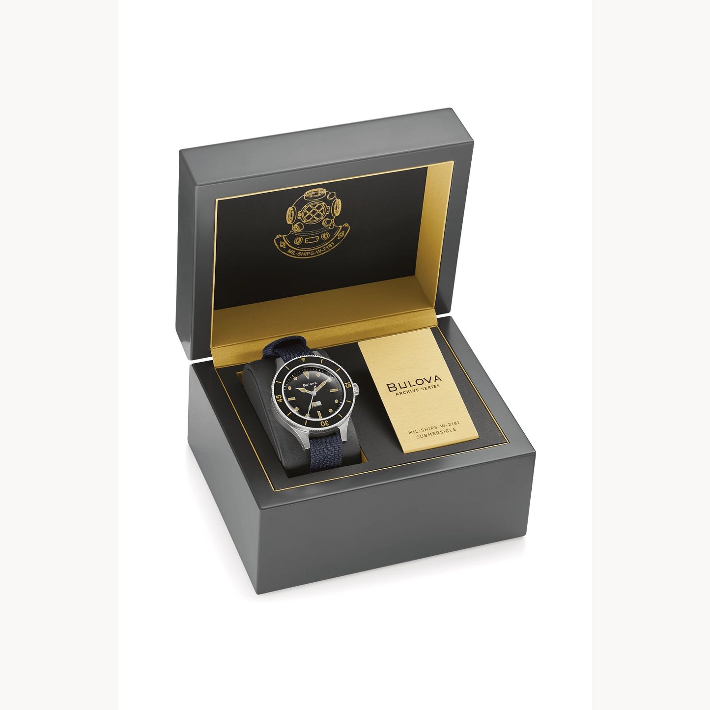 Bulova Archive Series MIL SHIPS Black Dial Nylon Strap 98A266