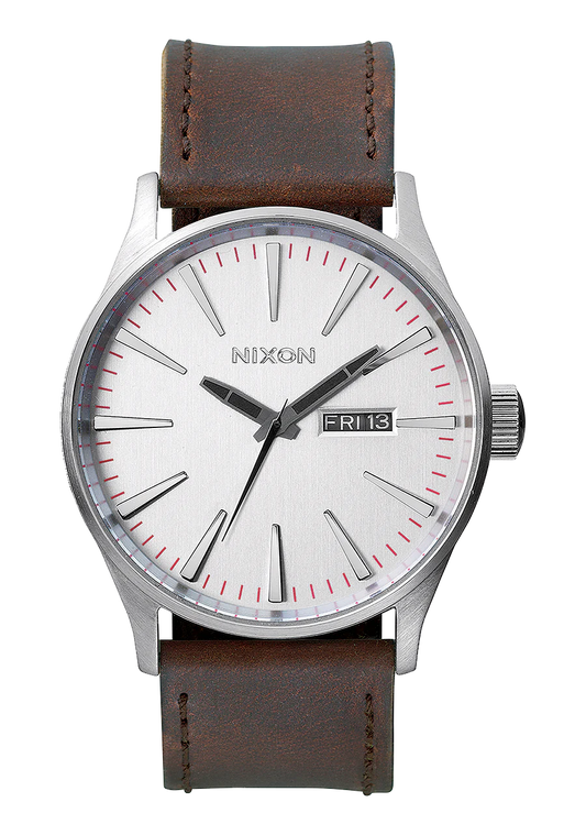 Nixon Sentry Leather Silver/Brown A105 1113-00