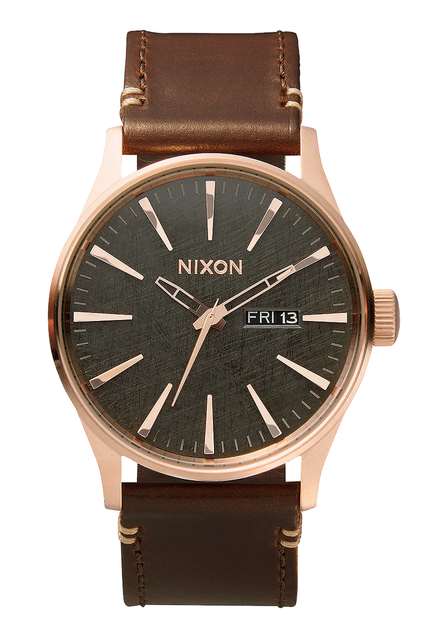 Nixon Sentry Leather Rose Gold/Gunmetal/Brown A105 2001-00
