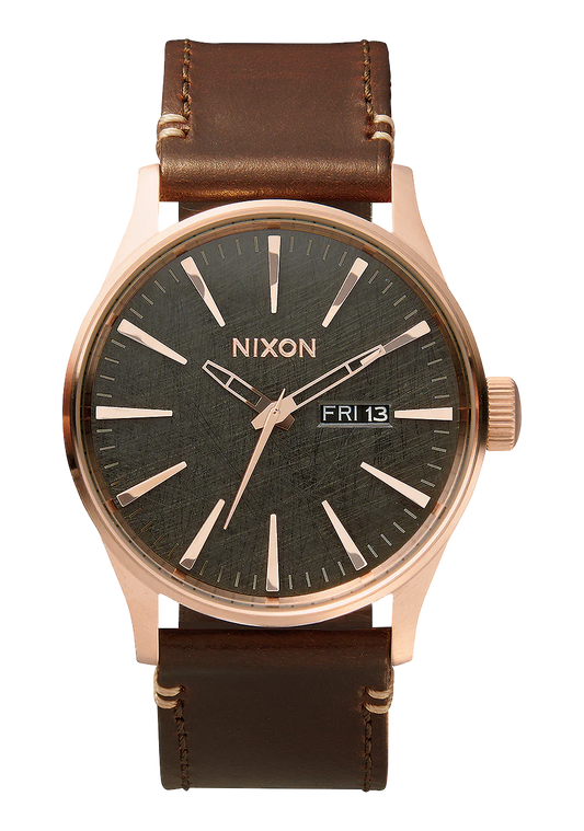 Nixon Sentry Leather Rose Gold/Gunmetal/Brown A105 2001-00