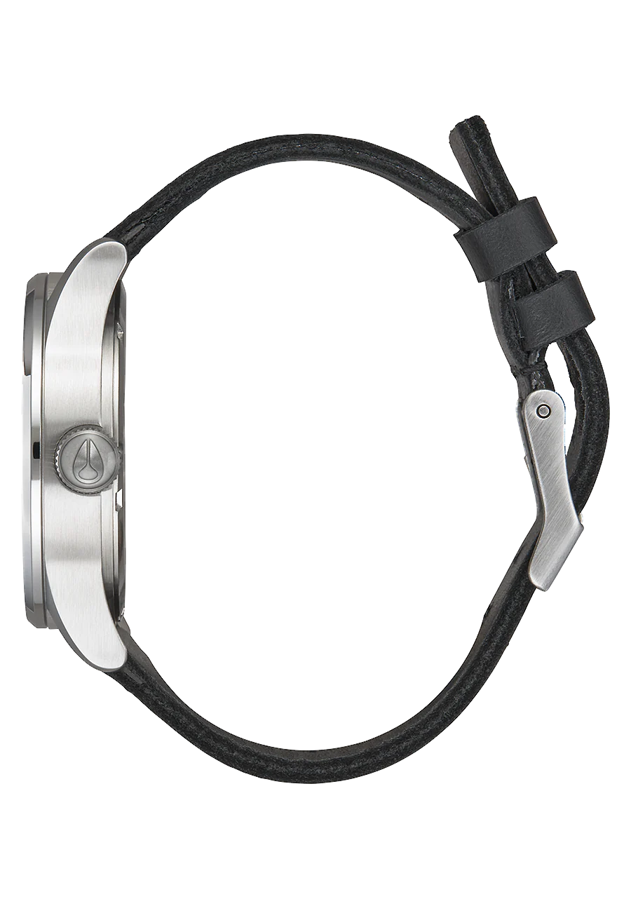 Nixon Sentry Leather Watch All Silver/ Black A105 2871-00