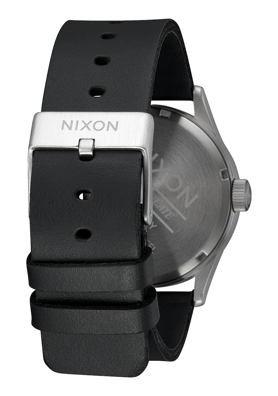 Nixon Sentry Leather Watch All Silver/ Black A105 2871-00