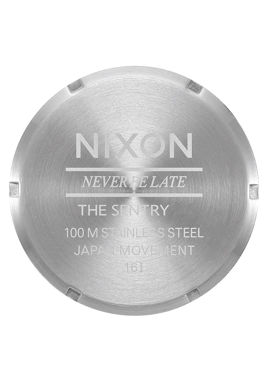 Nixon Sentry Leather Watch All Silver/ Black A105 2871-00