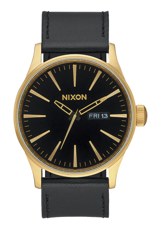 Nixon Sentry Leather Watch Gold/ Black A105 513-00