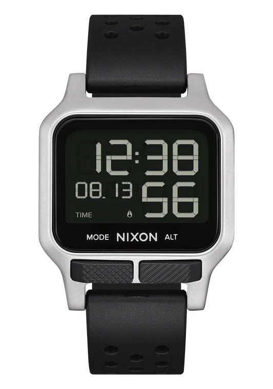 Nixon Heat Silver Digital Black Molded Rubber Strap A1320 130-00