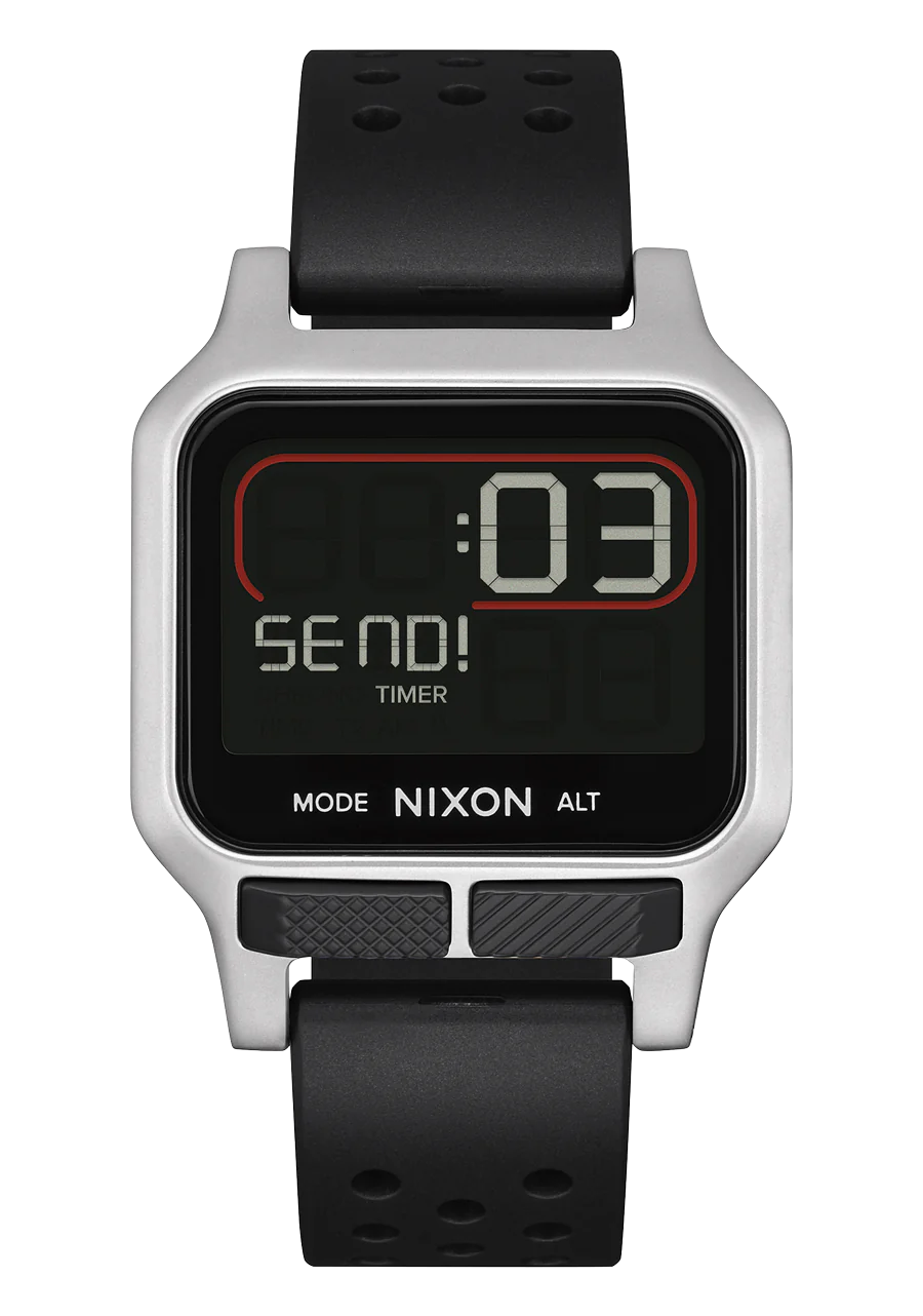 Nixon Heat Silver Digital Black Molded Rubber Strap A1320 130-00