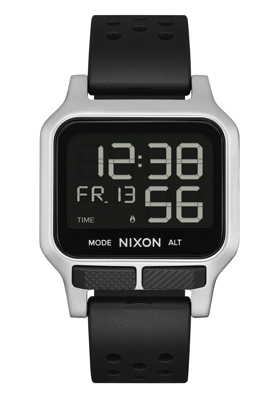 Nixon Heat Silver Digital Black Molded Rubber Strap A1320 130-00