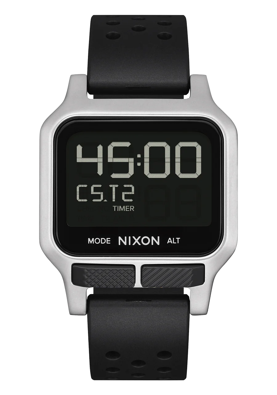 Nixon Heat Silver Digital Black Molded Rubber Strap A1320 130-00