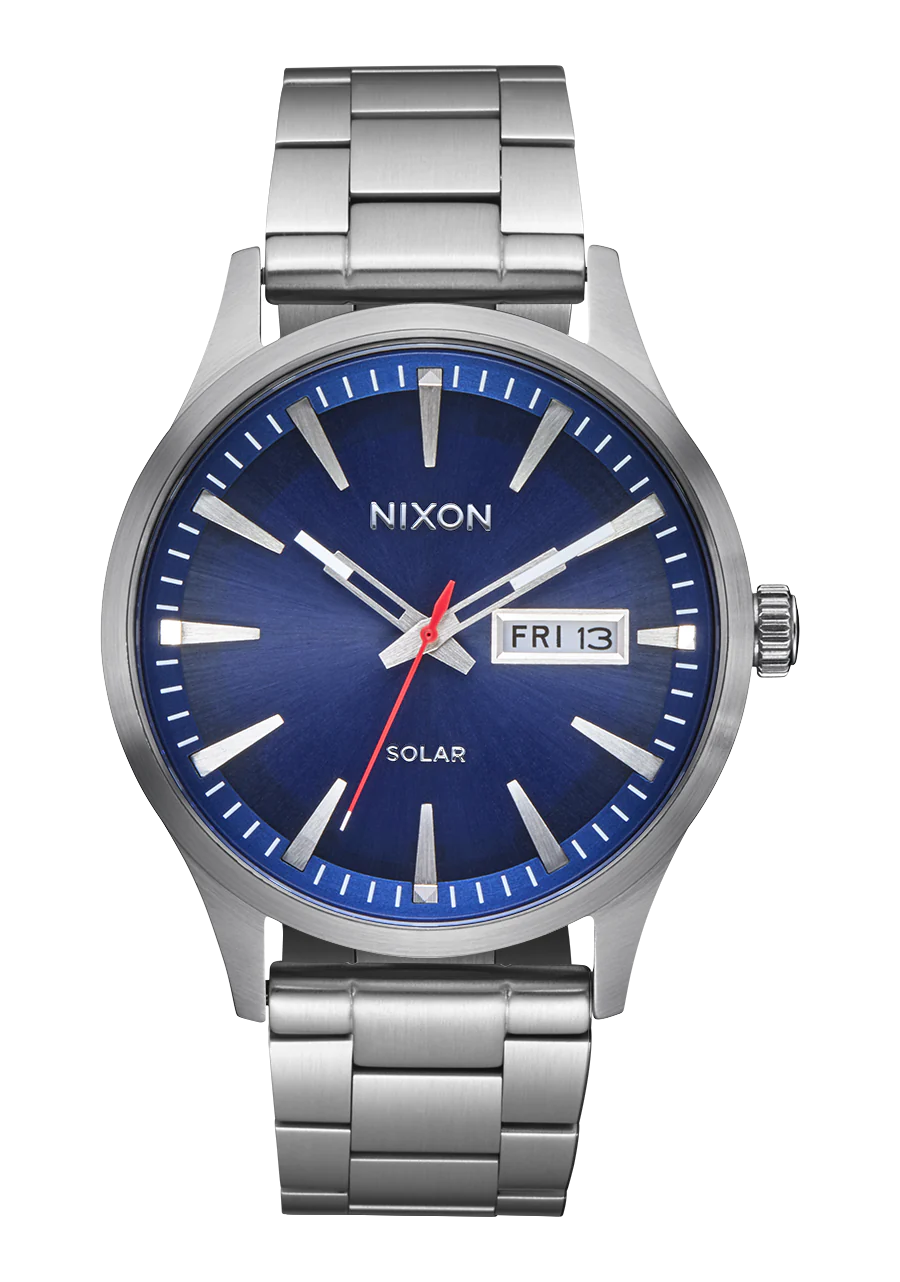 Nixon Sentry Solar Stainless Steel Watch Blue Sunray/Silver A1346 5091-00