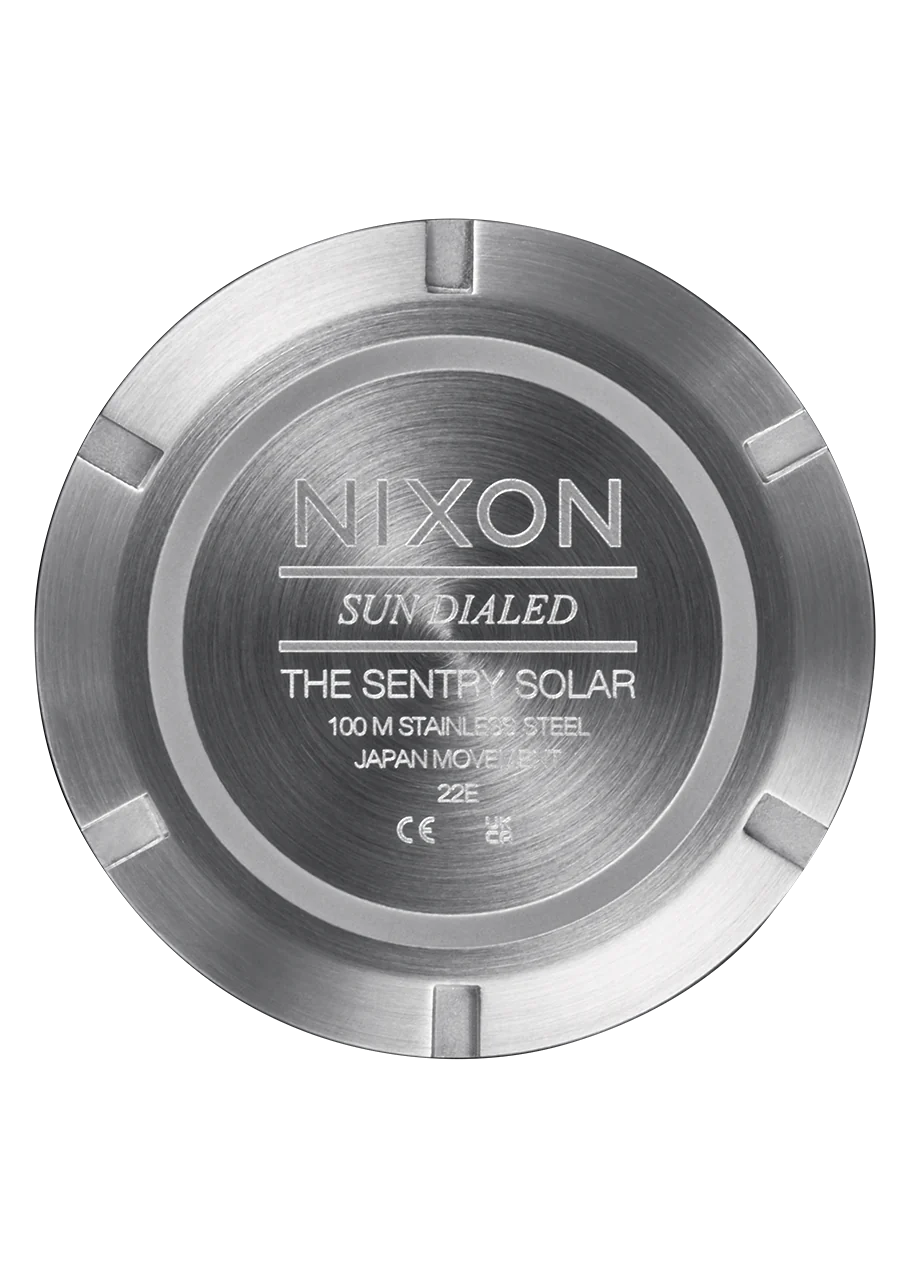 Nixon Sentry Solar Stainless Steel Watch Blue Sunray/Silver A1346 5091-00