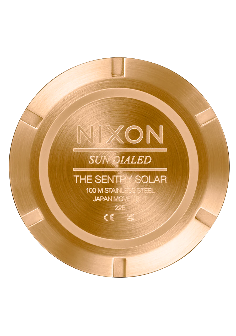 NIXON Sentry Solar Stainless Steel All Gold Black Dial A1346-510-00