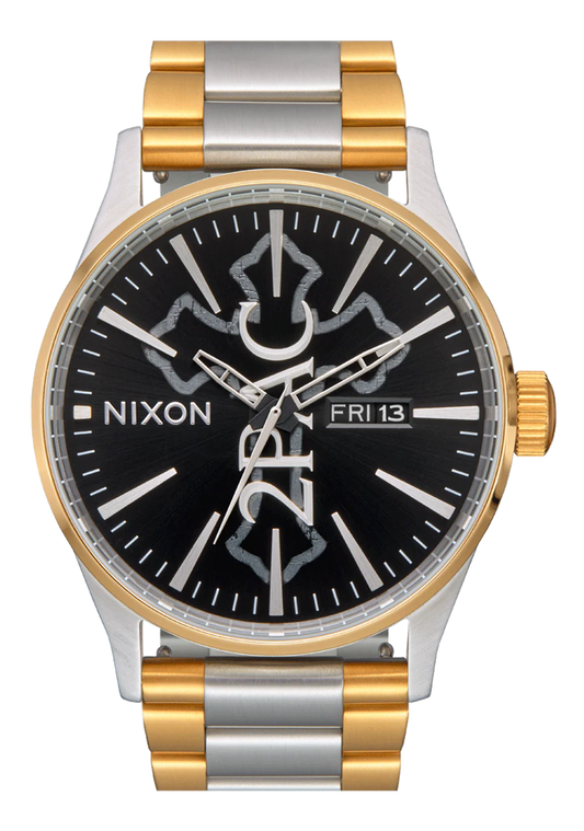 Nixon Sentry Stainless Steel 2PAC Collab Watch Gold/Silver/Black A1379-5196-00