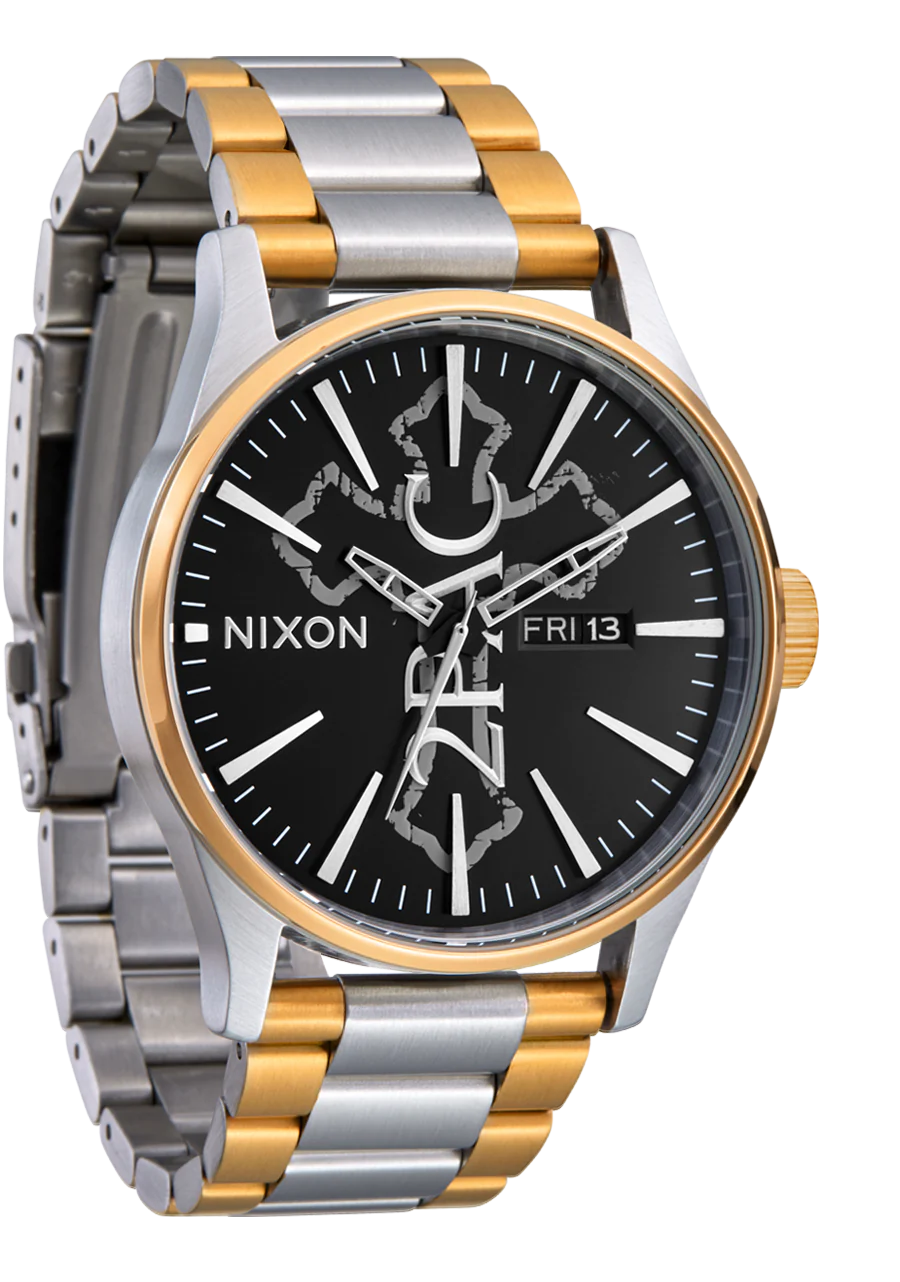 Nixon Sentry Stainless Steel 2PAC Collab Watch Gold/Silver/Black A1379-5196-00
