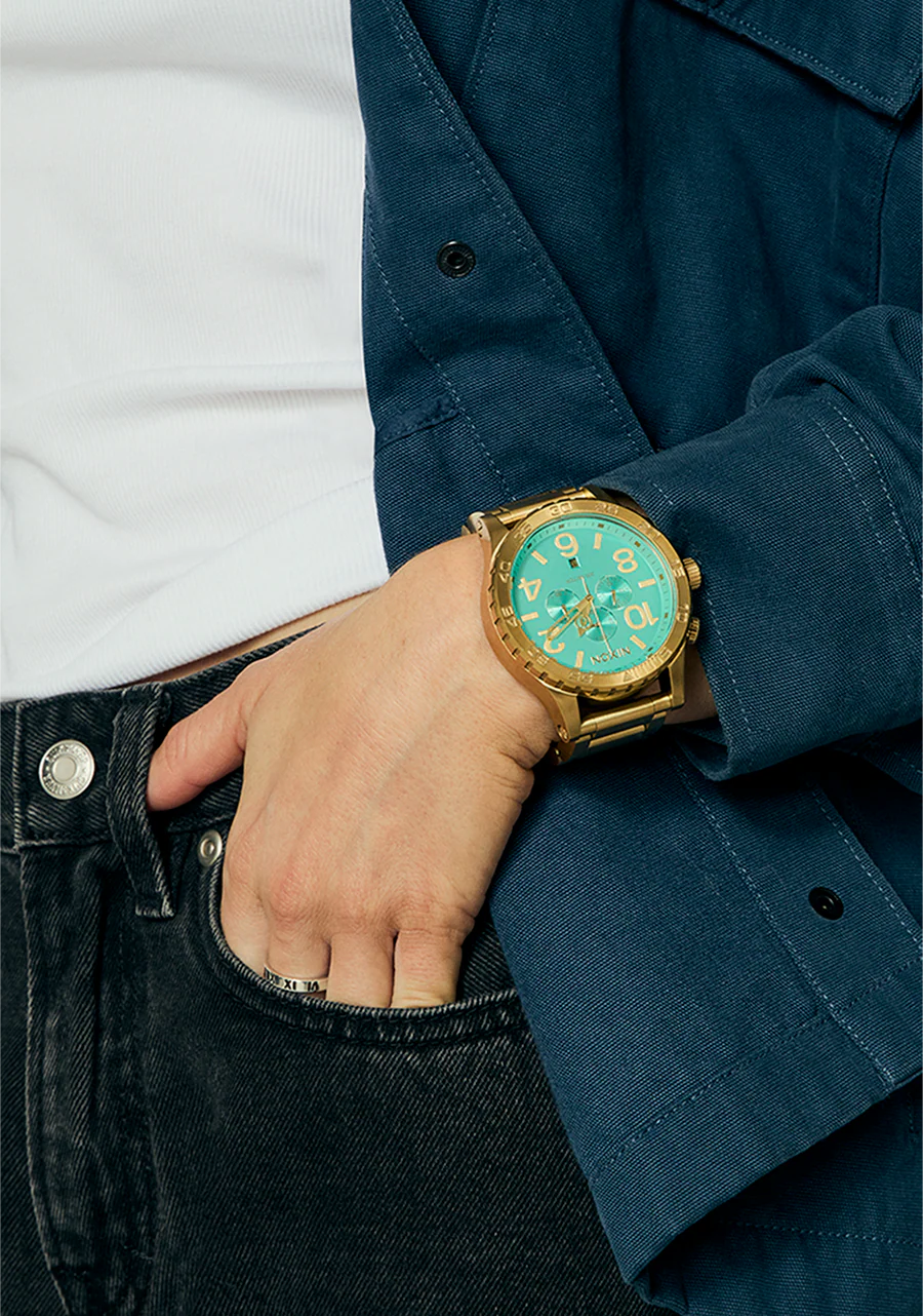 Nixon 51-30 Chrono Gold/ Turquoise/Gold A1389 5345-00