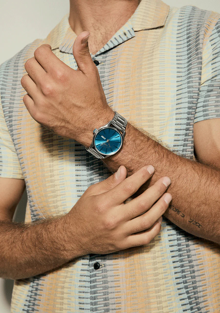 Nixon Sentry Stainless Steel Silver Byron Blue Ombre Dial A356-5309-00