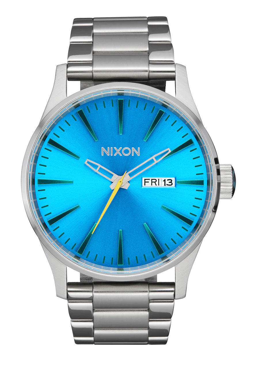 Nixon Sentry Stainless Steel Silver Byron Blue Ombre Dial A356-5309-00