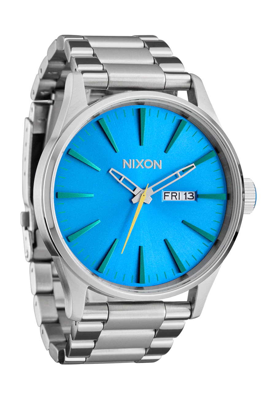Nixon Sentry Stainless Steel Silver Byron Blue Ombre Dial A356-5309-00