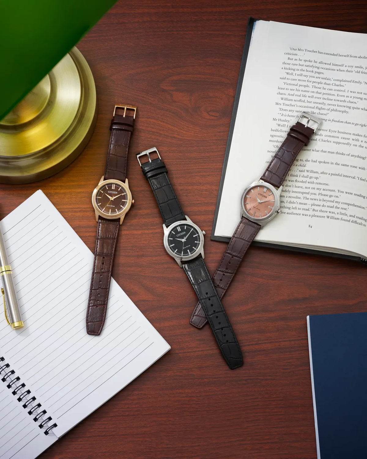 Citizen Rolan Eco-Drive 41mm Salmon Dial Brown Leather Strap AW2110-14Z