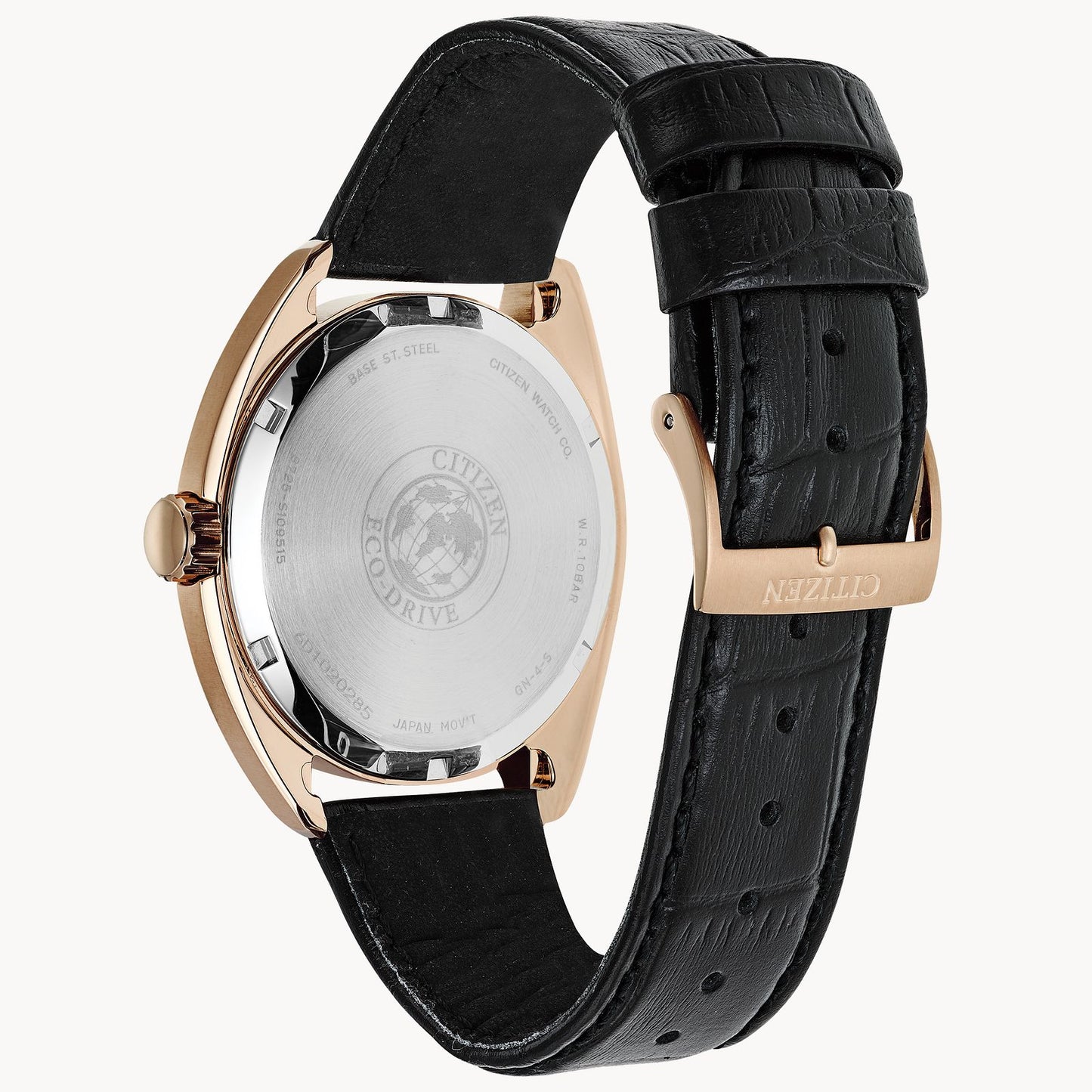 Citizen Paradex Gray Dial Rose Gold-Tone Black Leather Strap BU4013-07H