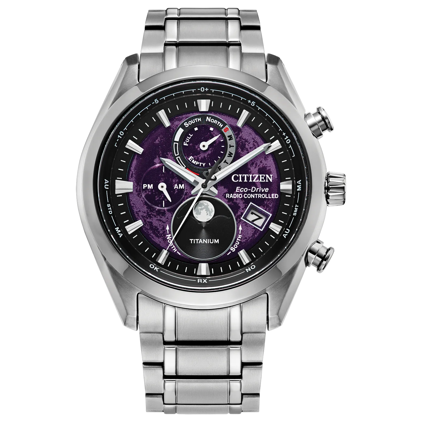時計 Yadorigi Time Tsuki-yomi A-T Blue Dial Super Titanium Bracelet BY1010-57L