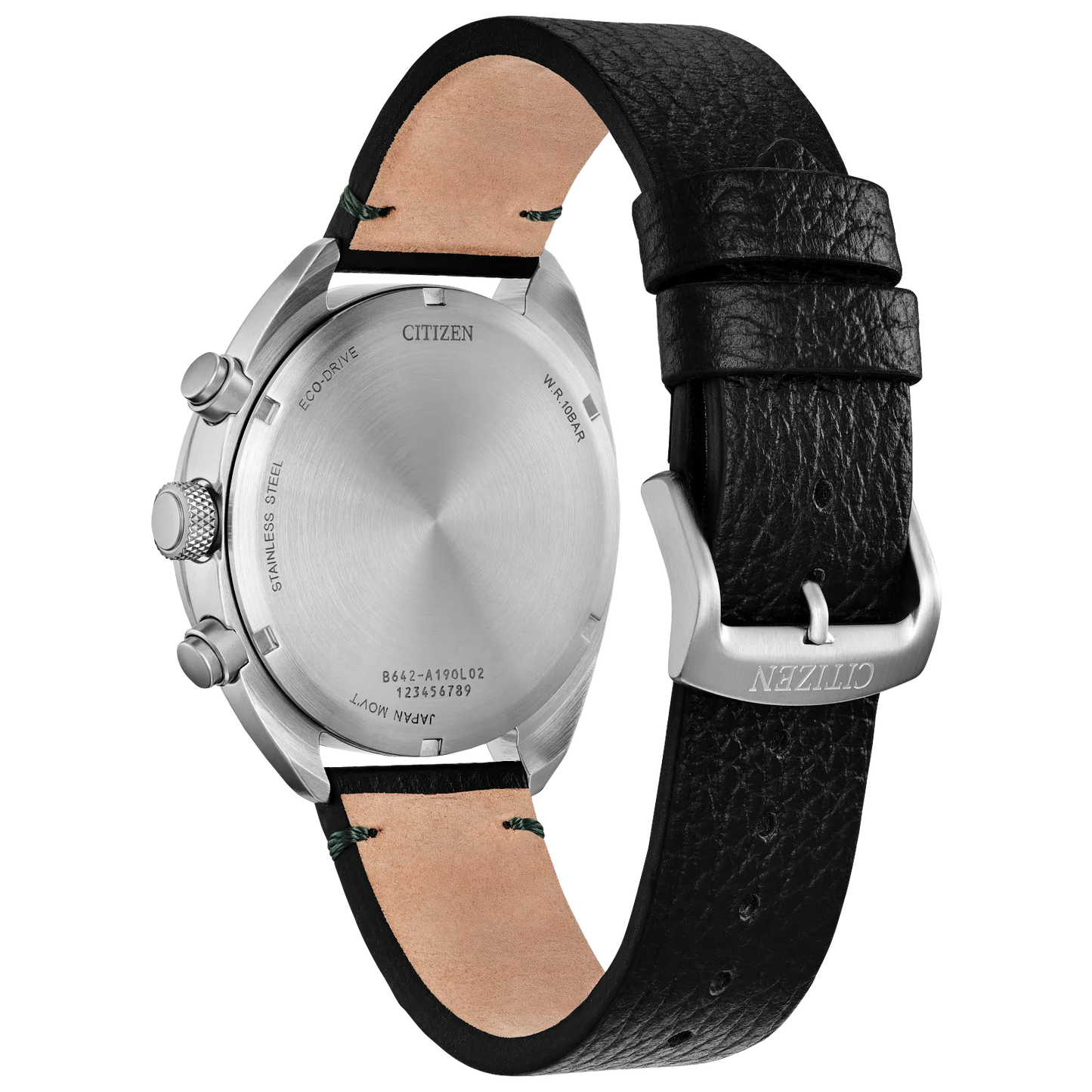 Citizen Sport Casual Chronograph Green Dial Black Leather Strap CA7041-07X