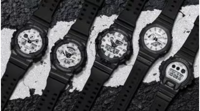 G-SHOCK GA-100 Series Analog/ Digital Black/White Resin GA100WD-1A