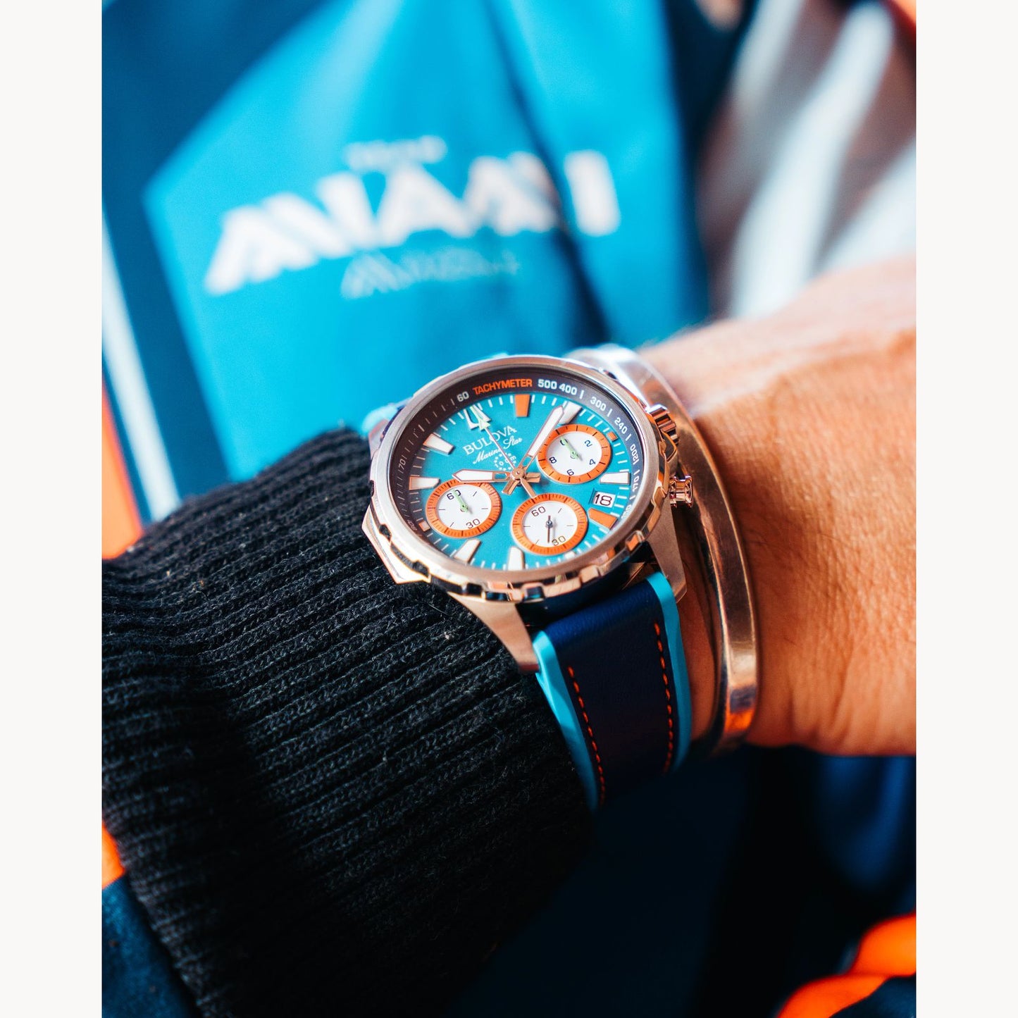 Bulova Marine Star E1 Team Miami Blue Dial Blue Strap 96B460