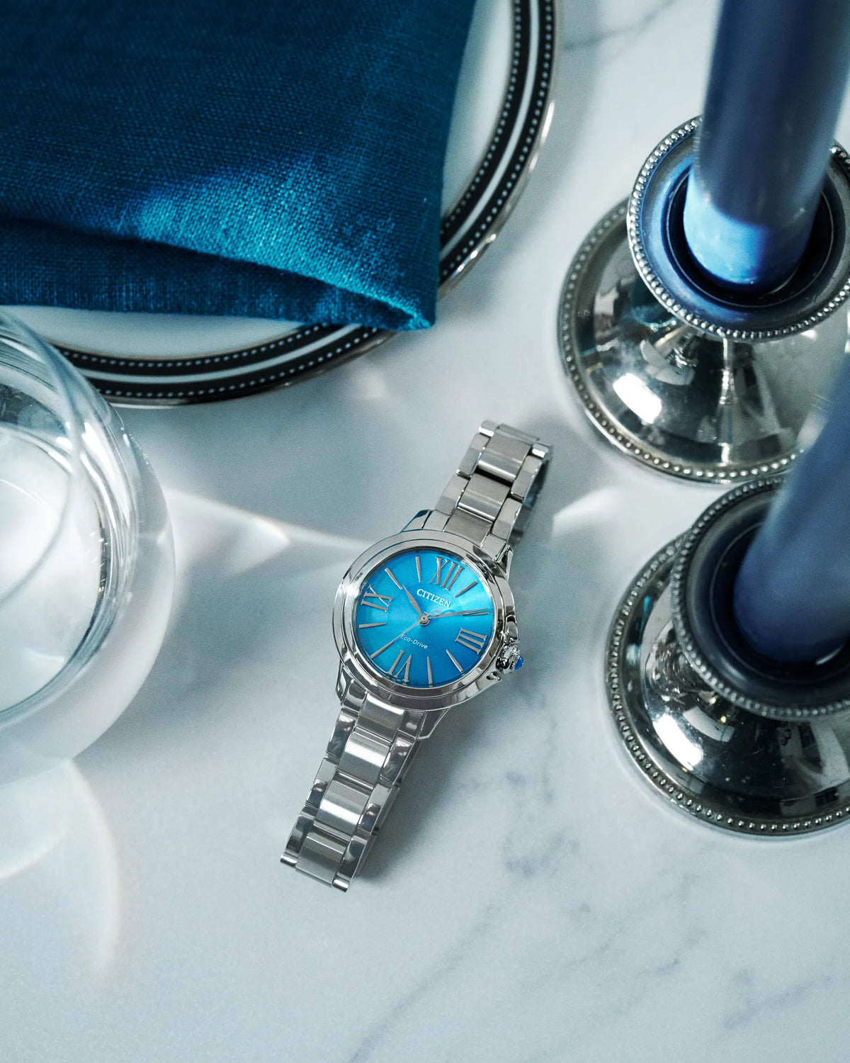 Citizen L Ceci Eco Drive 31.5mm Blue Dial Stainless Steel Bracelet EM1161-55L
