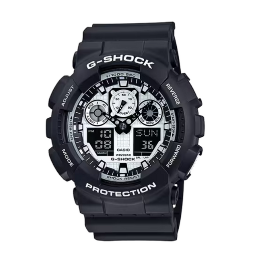 G-SHOCK GA-100 Series Black/White Resin GA100BW-1A