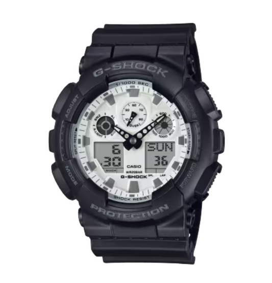 G-SHOCK GA-100 Series Analog/ Digital Black/White Resin GA100WD-1A