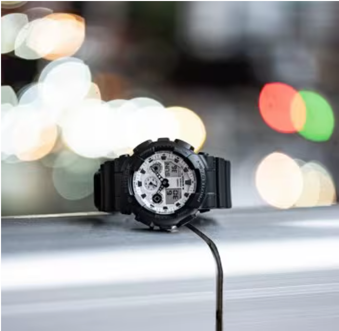 G-SHOCK GA-100 Series Analog/ Digital Black/White Resin GA100WD-1A