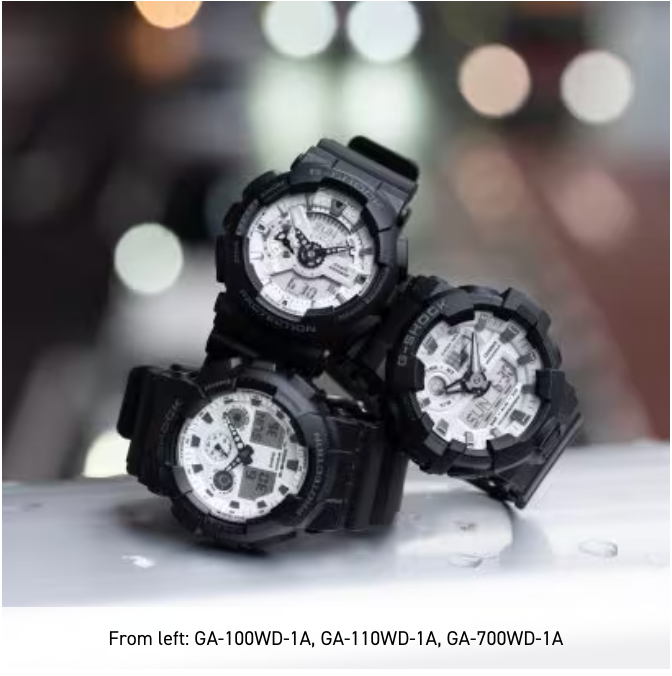 G-SHOCK GA-100 Series Analog/ Digital Black/White Resin GA100WD-1A