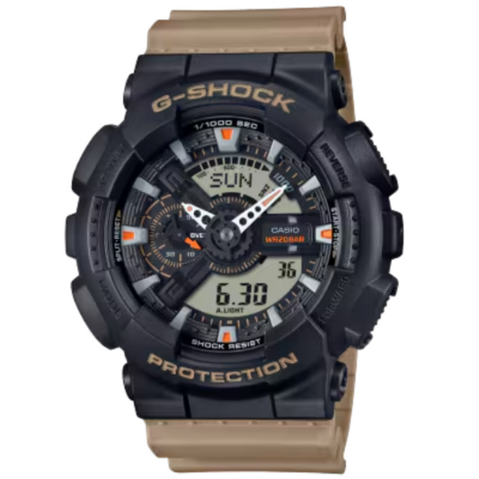 G-SHOCK GA110 Series Analog/Digital Two Tone Utility Watch Black/Beige Resin GA110TU-1A5
