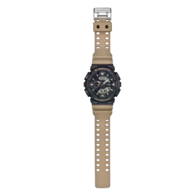 G-SHOCK GA110 Series Analog/Digital Two Tone Utility Watch Black/Beige Resin GA110TU-1A5